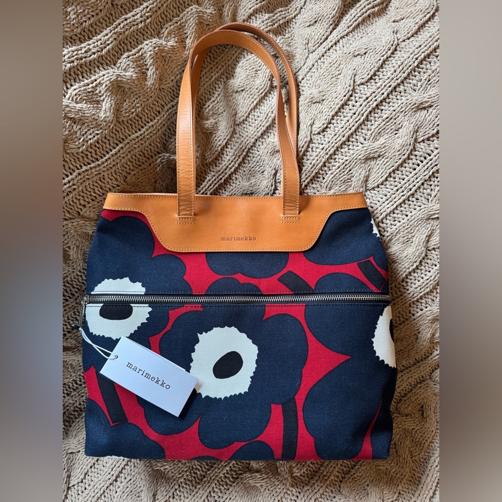 MERIMEKKO ~ Bag Laukku Shoulderbag Tote Handbag Unikko (Poppy) Leather NWT Rare